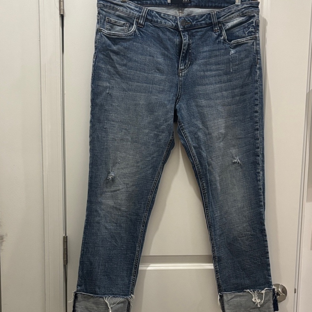 Kut from the Kloth Distressed Blue Ankle Jeans